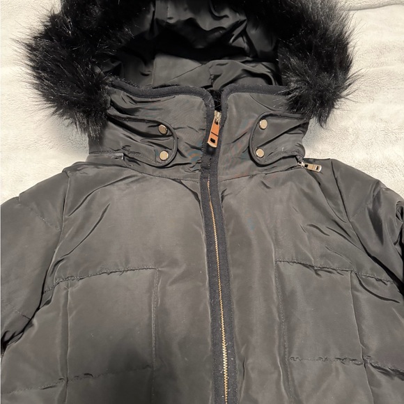 Zara Charcoal Belted Puffer Coat with Hood - Picture 2 of 3